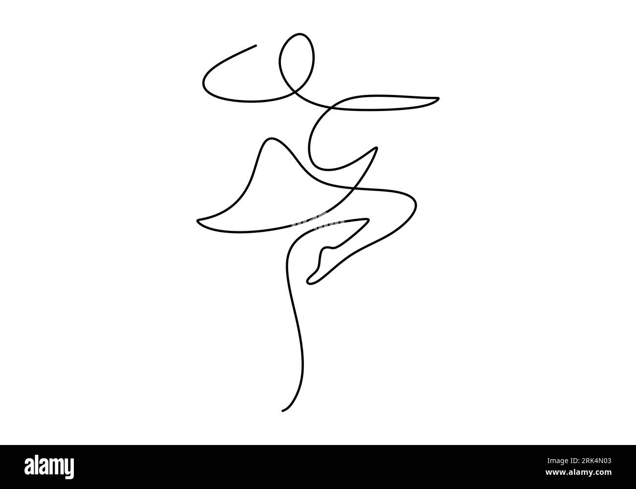 Une ligne de danse ballerine isolée sur fond blanc. Dessin à la main d'une seule ligne continue. Illustration de Vecteur