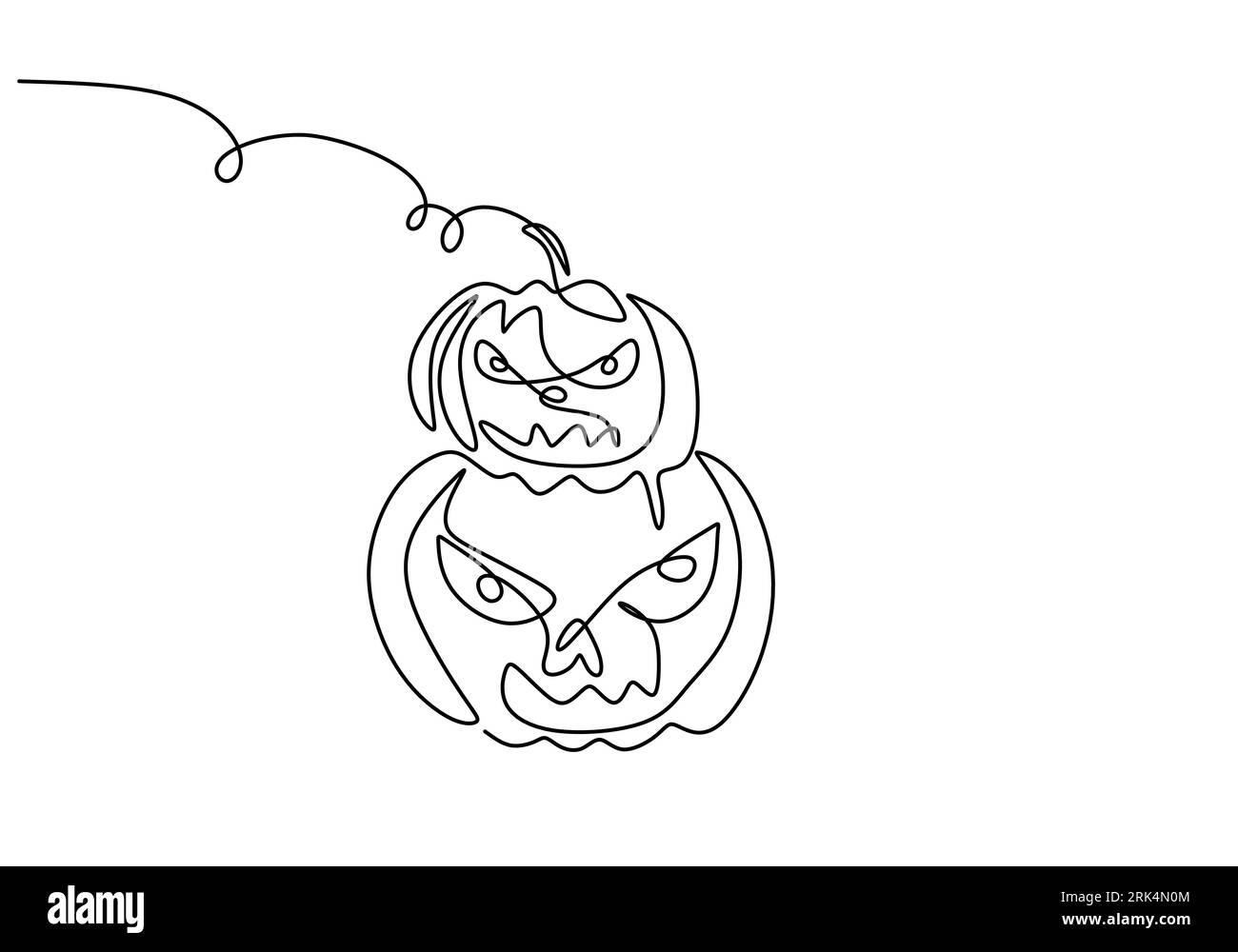 Main dessinant une ligne de deux têtes de citrouilles isolées sur fond blanc. Illustration de Vecteur