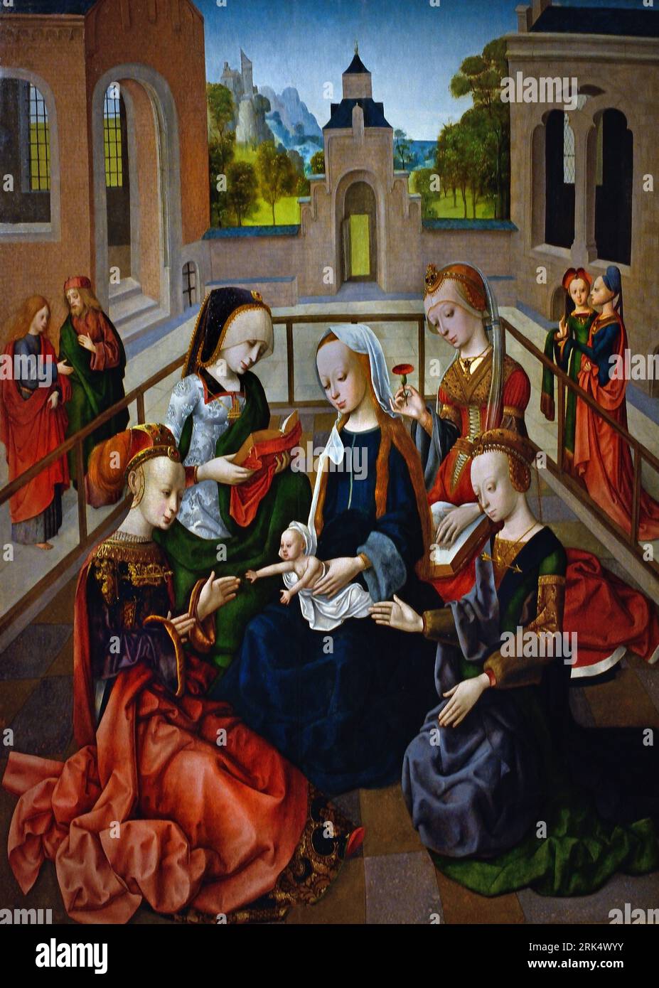 Maître de la Vierge inter Virgines la Vierge et l'enfant avec les saints Catherine, Cecilia, Barbara et Ursula pays-Bas du Nord 1495 - 1500 Néerlandais, pays-Bas, Banque D'Images