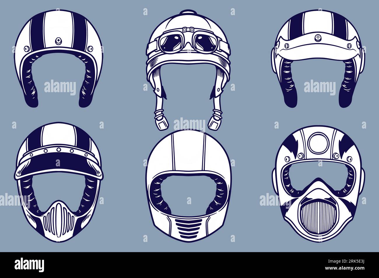 diverses illustrations vectorielles de casque set de style monochrome Illustration de Vecteur