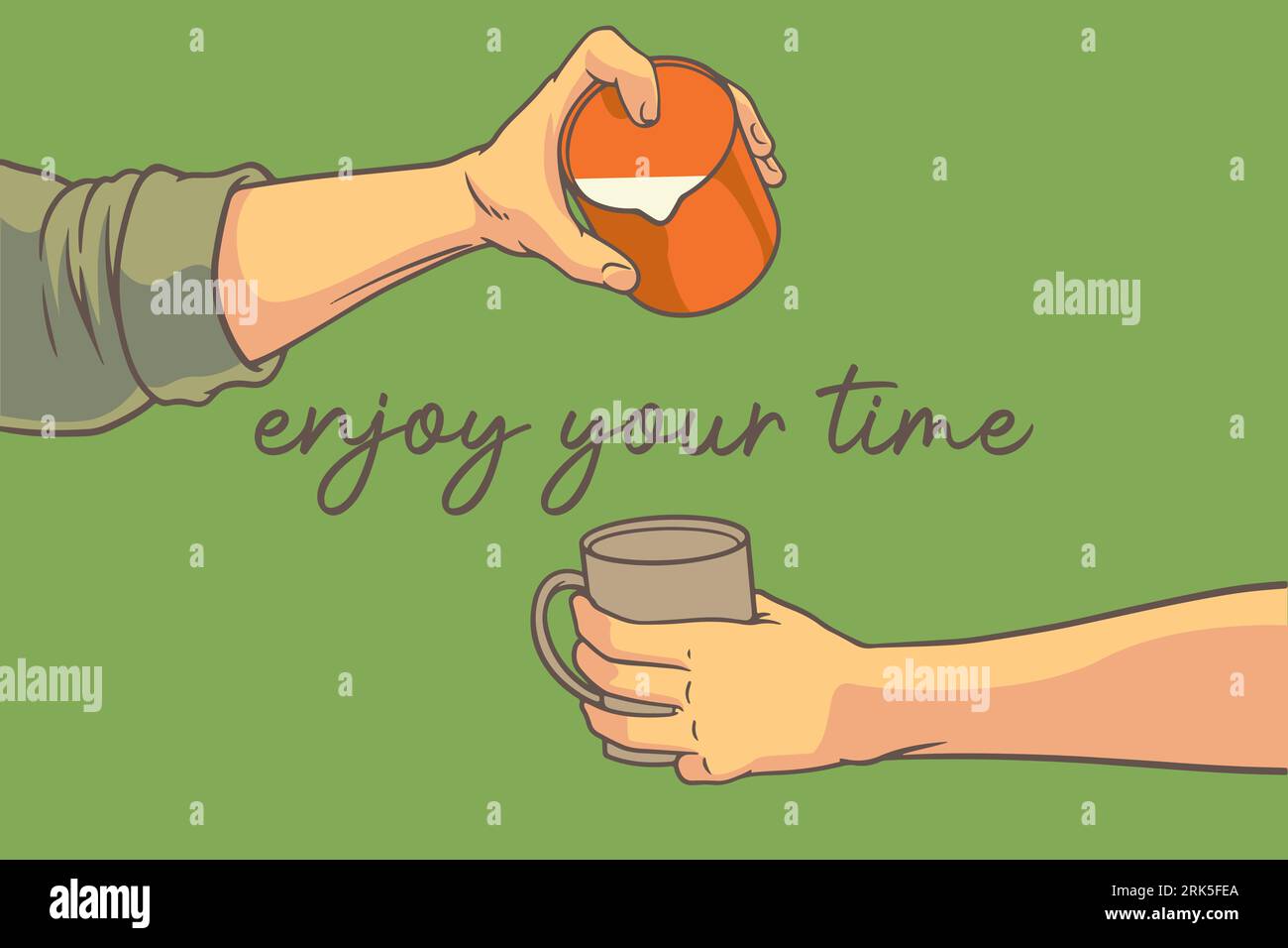 deux mains tenant l'illustration vectorielle de concept de motivation de tasse Illustration de Vecteur