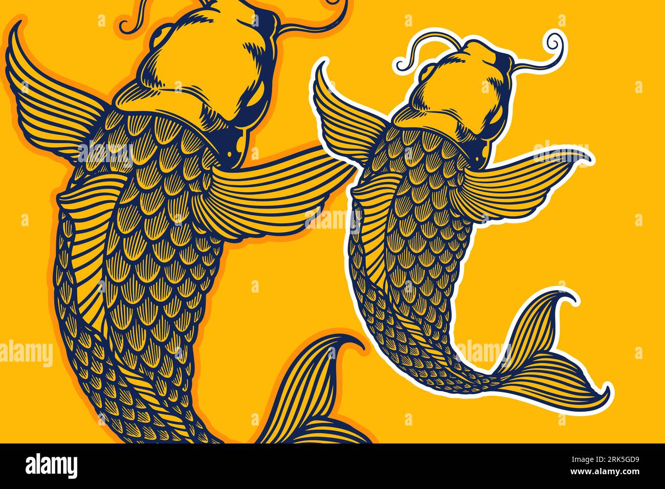 style de dessin animé d'illustration vectorielle de poisson koi doré Illustration de Vecteur