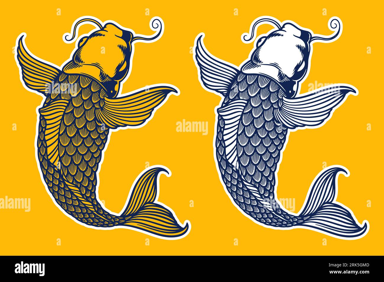 style de dessin animé d'illustration vectorielle de poisson koi doré Illustration de Vecteur