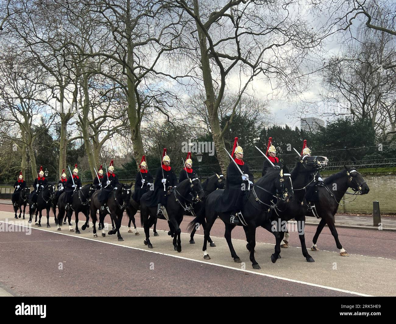 Les chevaliers royaux dans le parc de Kensington. Banque D'Images