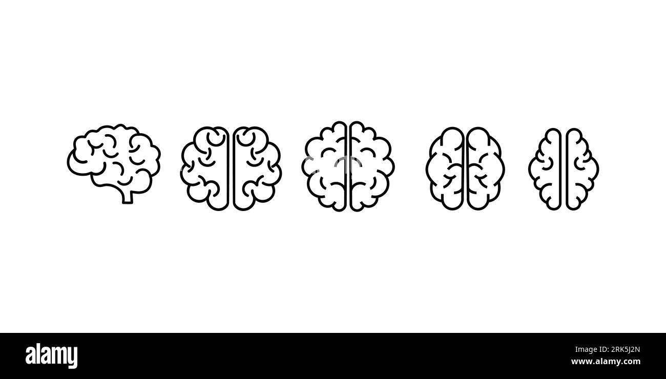 Jeu d'icônes cérébrales. symbole isolé d'esprit vectoriel, d'intelligence, de psychologie et de neurologie médicale Illustration de Vecteur