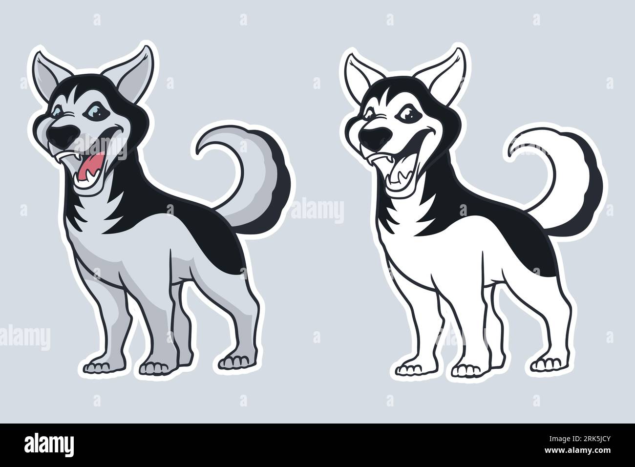 style de dessin animé d'illustration vectorielle de chien husky Illustration de Vecteur