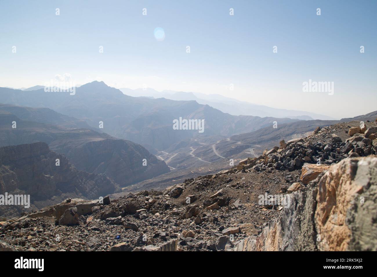 Une vue panoramique de la montagne Jebel JAIS, Ras Al Khaimah, Émirats arabes Unis Banque D'Images