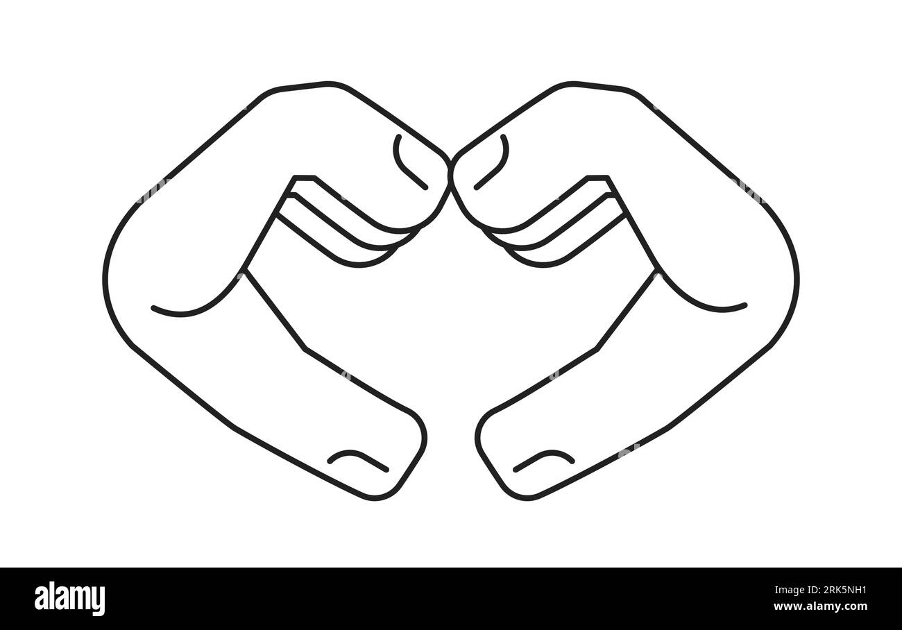 Main vectorielle plate monochrome de signe de coeur Illustration de Vecteur