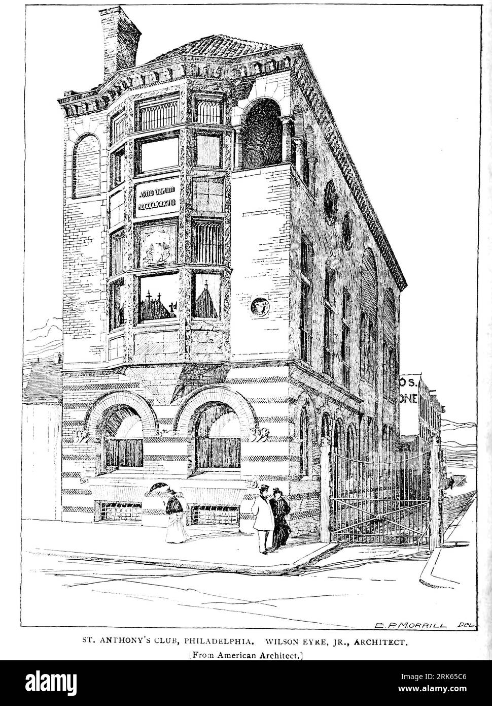 ST. ANTHONY'S CLUB, PHILADELPHIE. WILSON EVKE, JR., ARCHITECTE. Extrait de l'article architectural Review du magazine Engineering CONSACRÉ AU PROGRÈS INDUSTRIEL Volume XI octobre 1896 NEW YORK The Engineering Magazine Co Banque D'Images