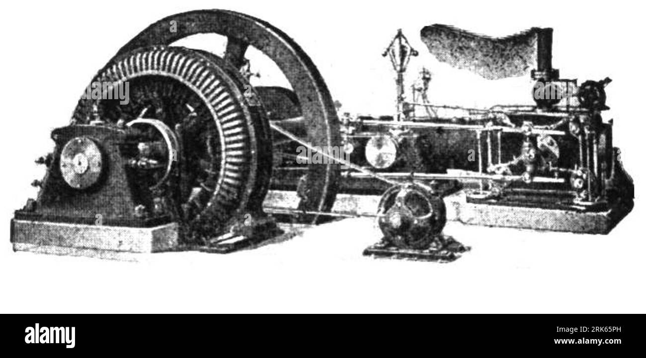 Un petit alternateur CA de 75 kVA de centrale électrique à entraînement direct du début des années 1900 Banque D'Images