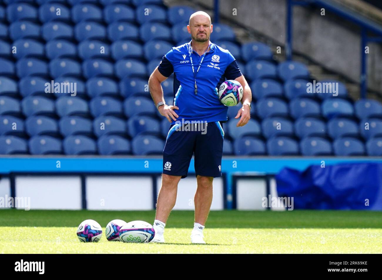 L'entraîneur-chef écossais Gregor Townsend lors d'une séance d'entraînement au Scottish Gas Murrayfield Stadium, à Édimbourg. Date de la photo : jeudi 24 août 2023. Banque D'Images