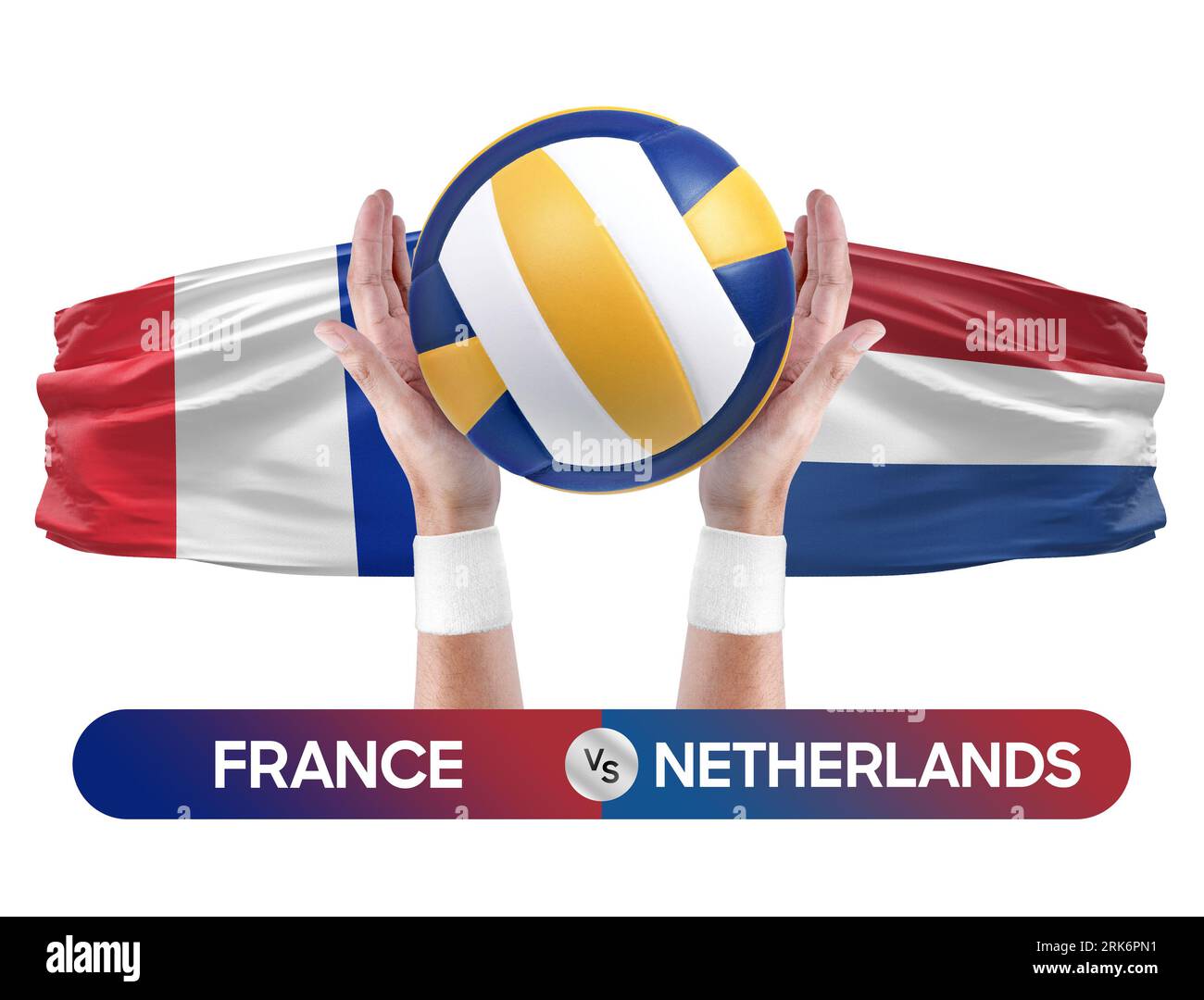 Concept de compétition de match de volley-ball des équipes nationales de France vs pays-Bas. Banque D'Images