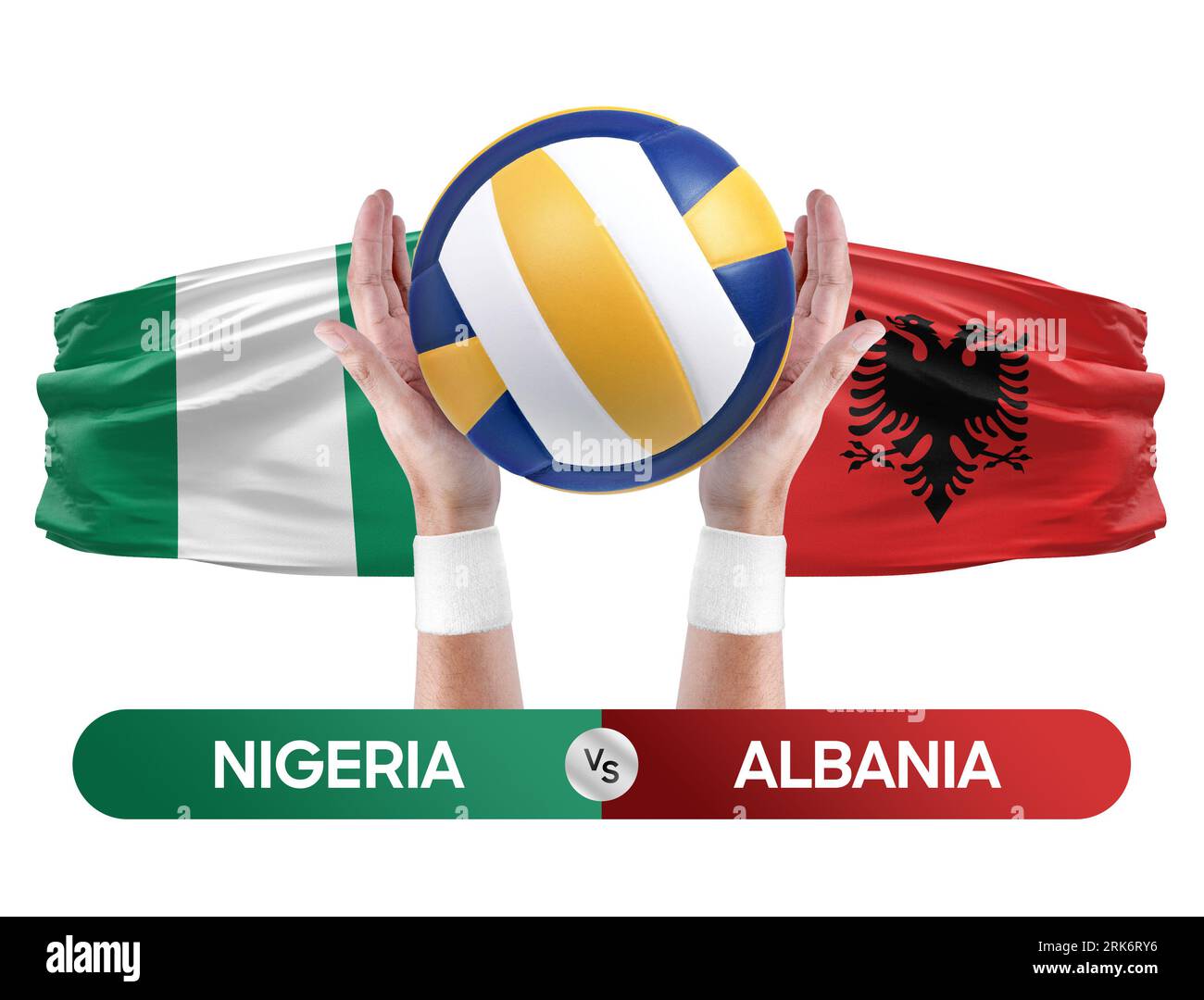 Nigeria vs Albanie concept de compétition de volley-ball des équipes nationales de volley-ball. Banque D'Images