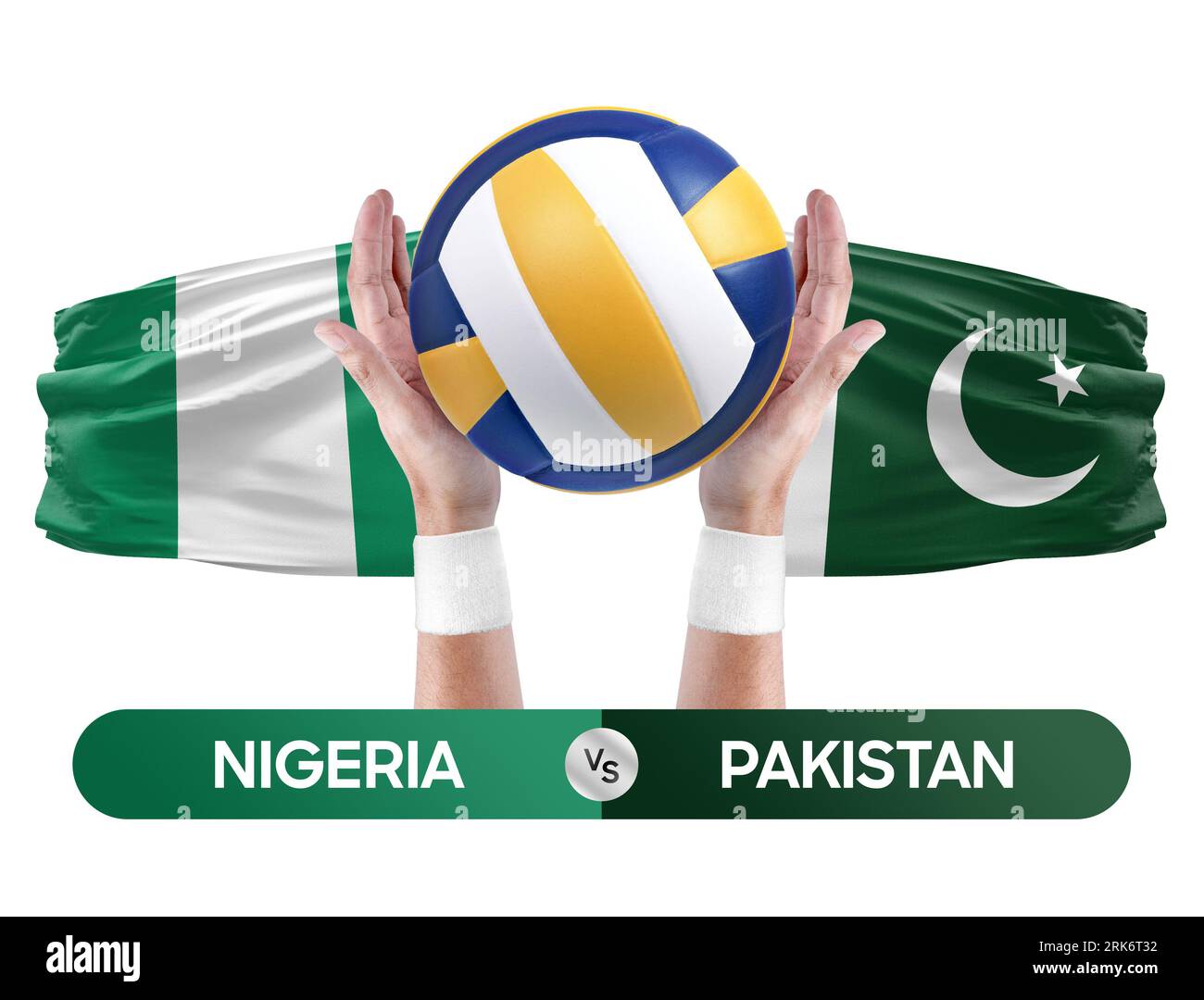 Concept de compétition de match de volley ball des équipes nationales Nigeria vs Pakistan. Banque D'Images