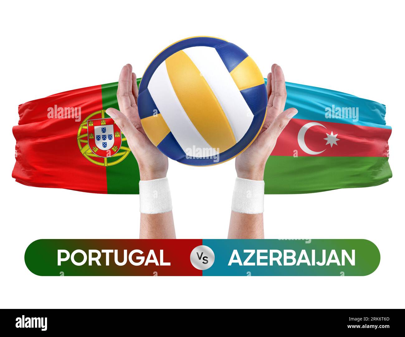 Portugal vs Azerbaïdjan concept de compétition de volley-ball des équipes nationales de volley-ball. Banque D'Images