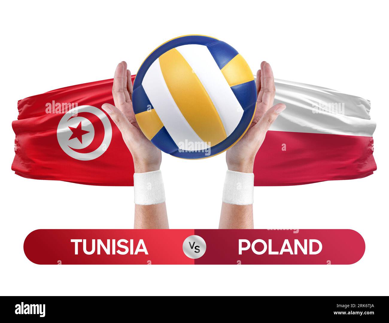 Tunisie vs Pologne concept de compétition de volley-ball des équipes nationales de volley-ball. Banque D'Images