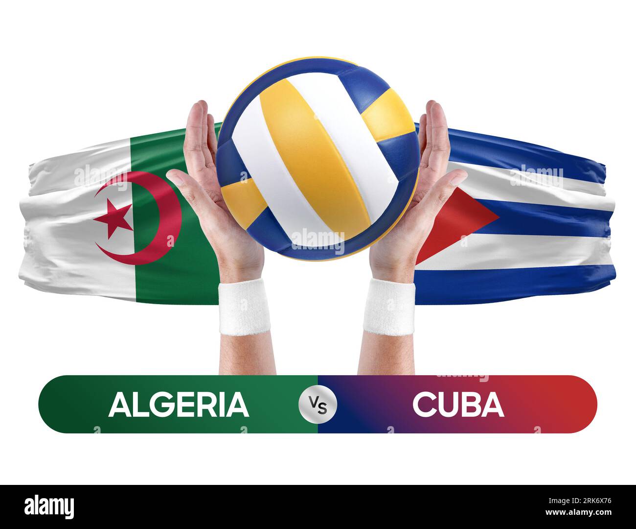 Concept de compétition de match de volley-ball des équipes nationales Algérie vs Cuba. Banque D'Images