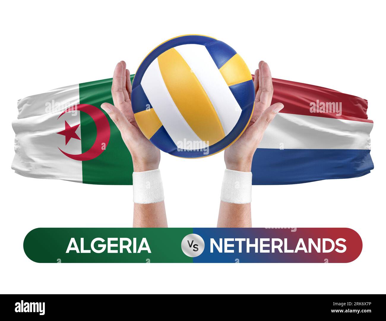 Algérie vs paysBas concept de compétition de volleyball des équipes