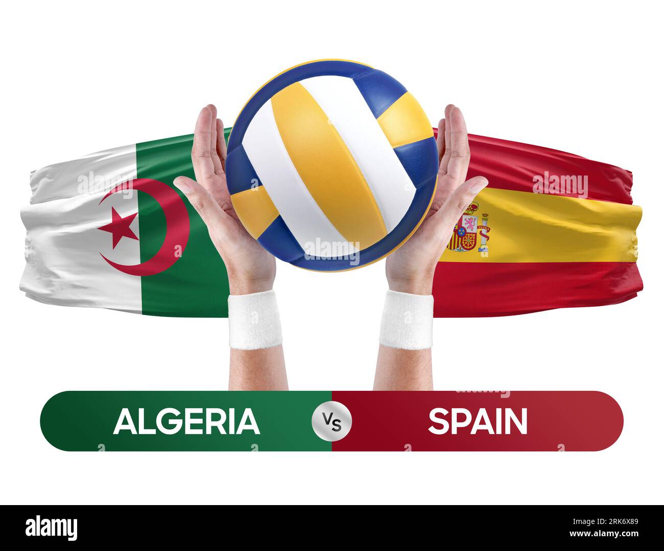 Algérie vs Espagne équipe nationale de volley-ball concept de compétition de match de volley-ball. Banque D'Images