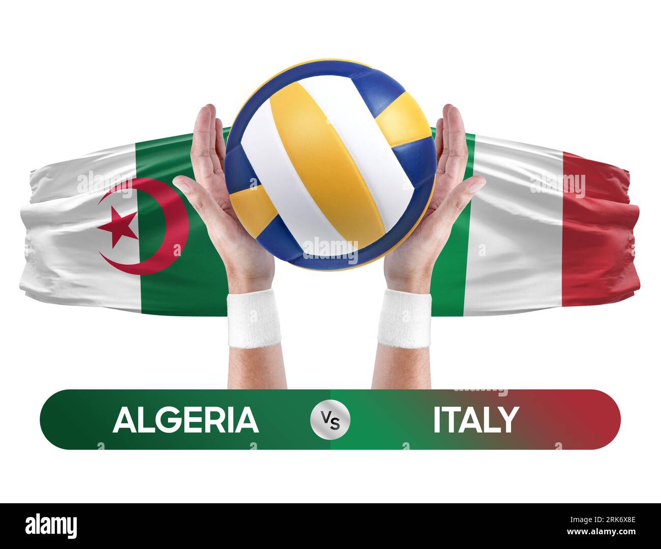 Concept de compétition de match de volley-ball des équipes nationales Algérie vs Italie. Banque D'Images