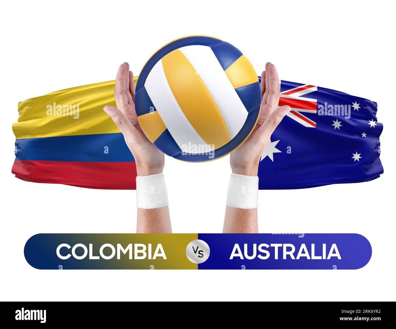 Concept de compétition de match de volley-ball des équipes nationales de Colombie vs Australie. Banque D'Images
