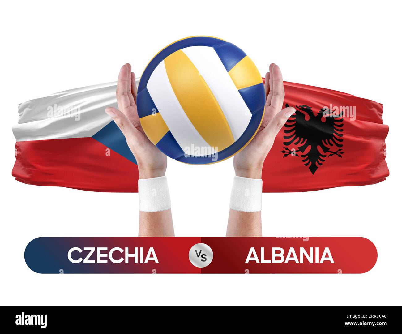 Tchéquie vs Albanie concept de compétition de match de volley-ball des équipes nationales de volley-ball. Banque D'Images