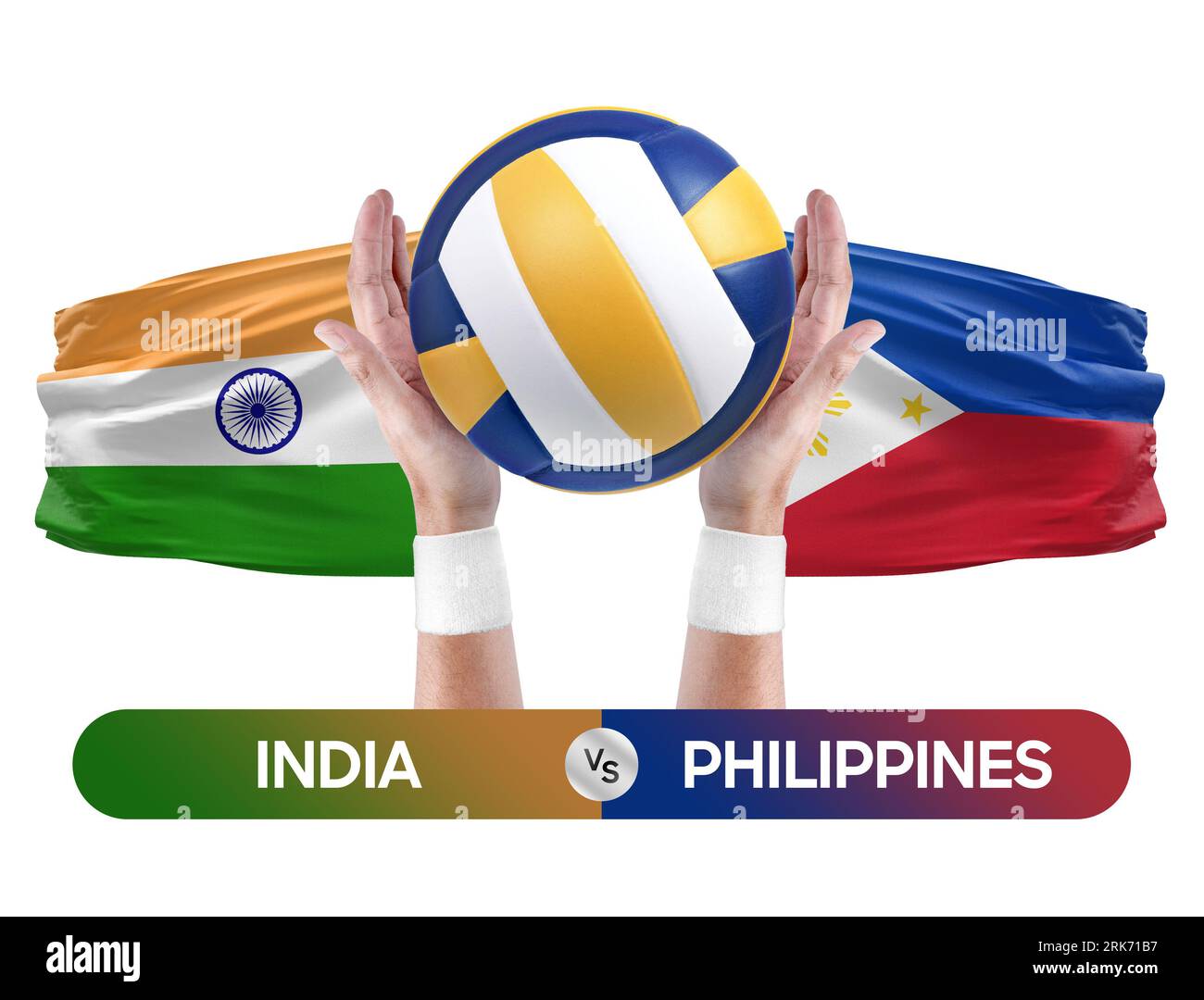 Concept de compétition de match de volley-ball des équipes nationales de l'Inde vs Philippines. Banque D'Images