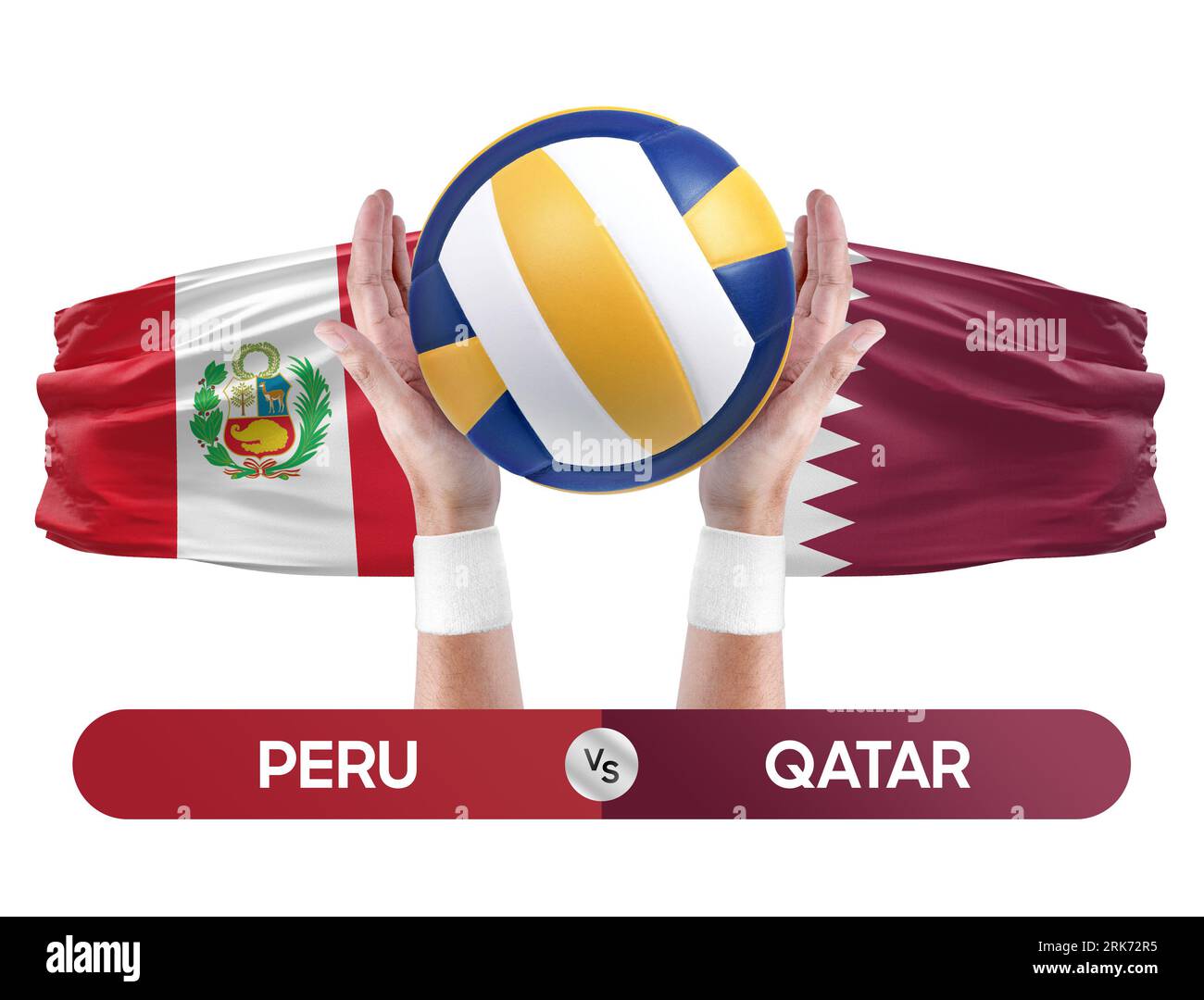 Pérou vs Qatar équipe nationale de volley-ball concept de compétition de match. Banque D'Images