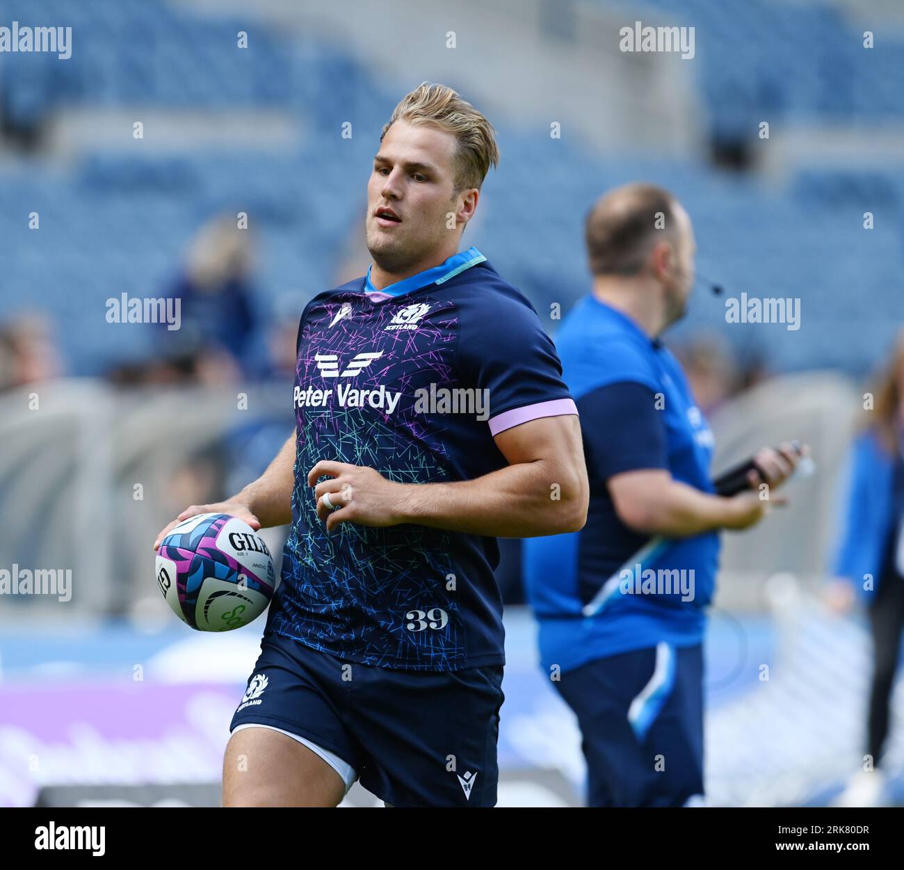 Scottish Gas Murrayfield Stadium. Édimbourg.Écosse, Royaume-Uni. 24 août 2023. Scotland Captains Run pour le célèbre Grouse Nations Series match Écosse vs Géorgie. Scotlands Duhan van der Merwe crédit : eric mccowat/Alamy Live News Banque D'Images