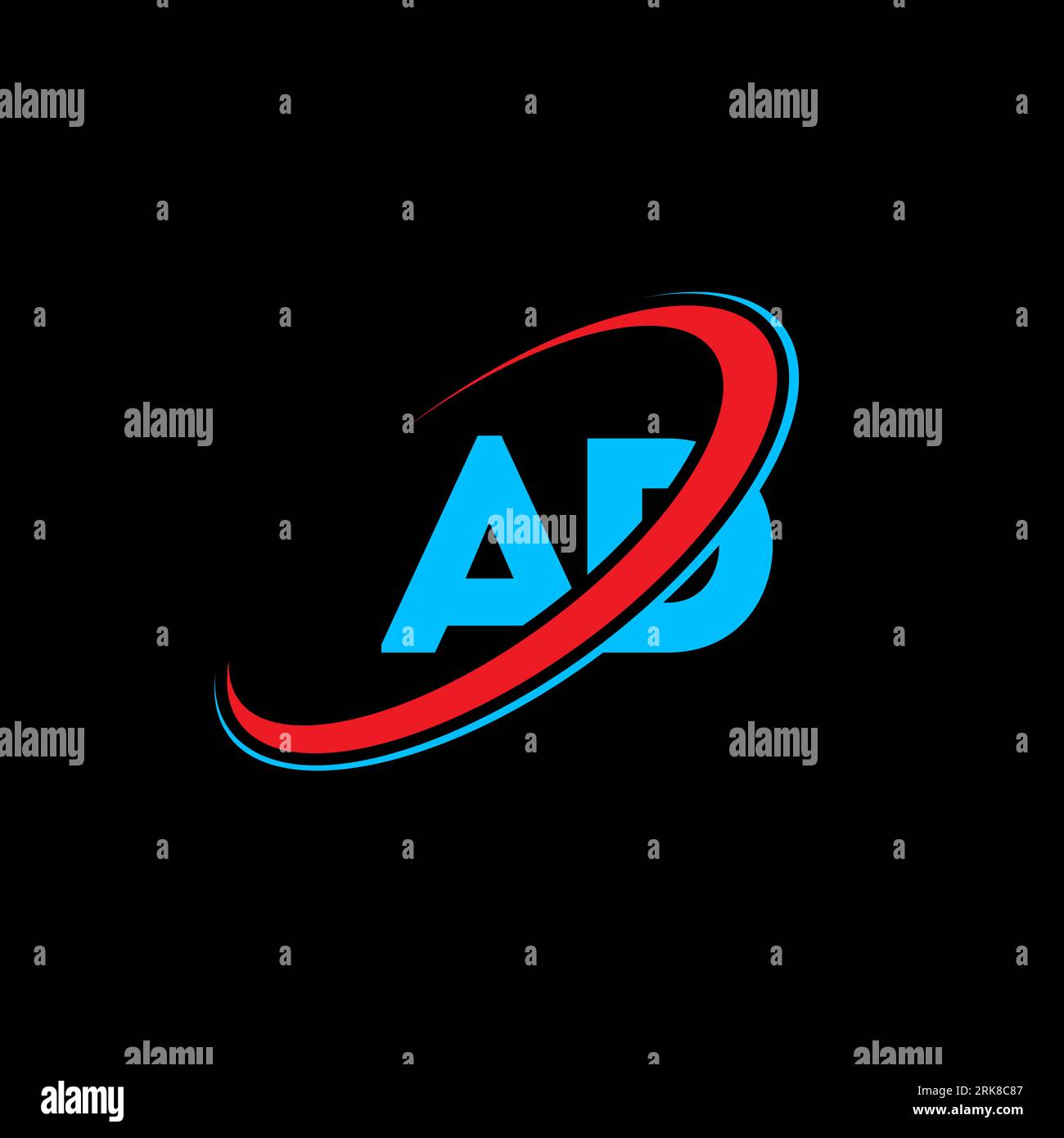 Logo AD A D lettre. Lettre initiale AD cercle lié majuscule monogramme logo rouge et bleu. Logo PUBLICITAIRE, Un design D. ad, a d Illustration de Vecteur