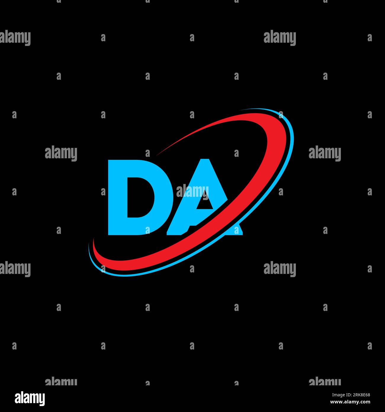 DA D A logo design de lettre. Lettre initiale DA cercle lié majuscule monogramme logo rouge et bleu. Logo DA, D Un design. da, d a Illustration de Vecteur
