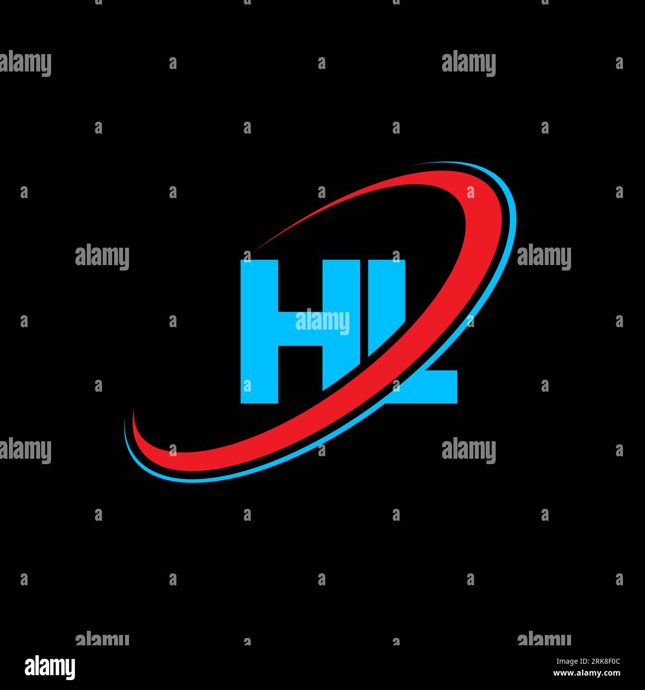 Logo HL H L lettre. Lettre initiale HL cercle lié majuscule monogramme logo rouge et bleu. Logo HL, design H L. hl, h l Illustration de Vecteur
