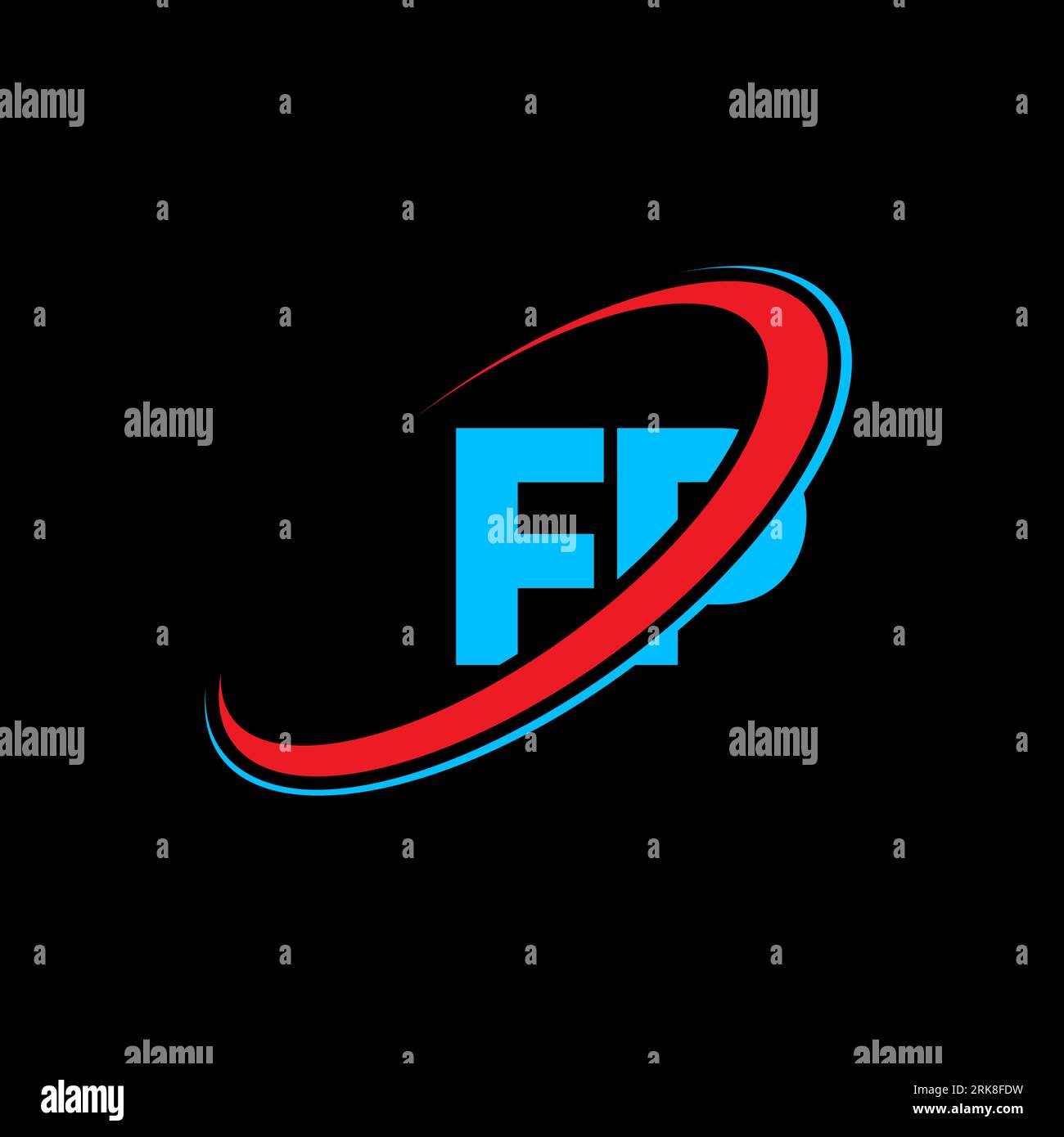 Logo FP F P lettre. Lettre initiale FP cercle lié majuscule monogramme logo rouge et bleu. Logo FP, design F P. fp, f p, F&P. Illustration de Vecteur