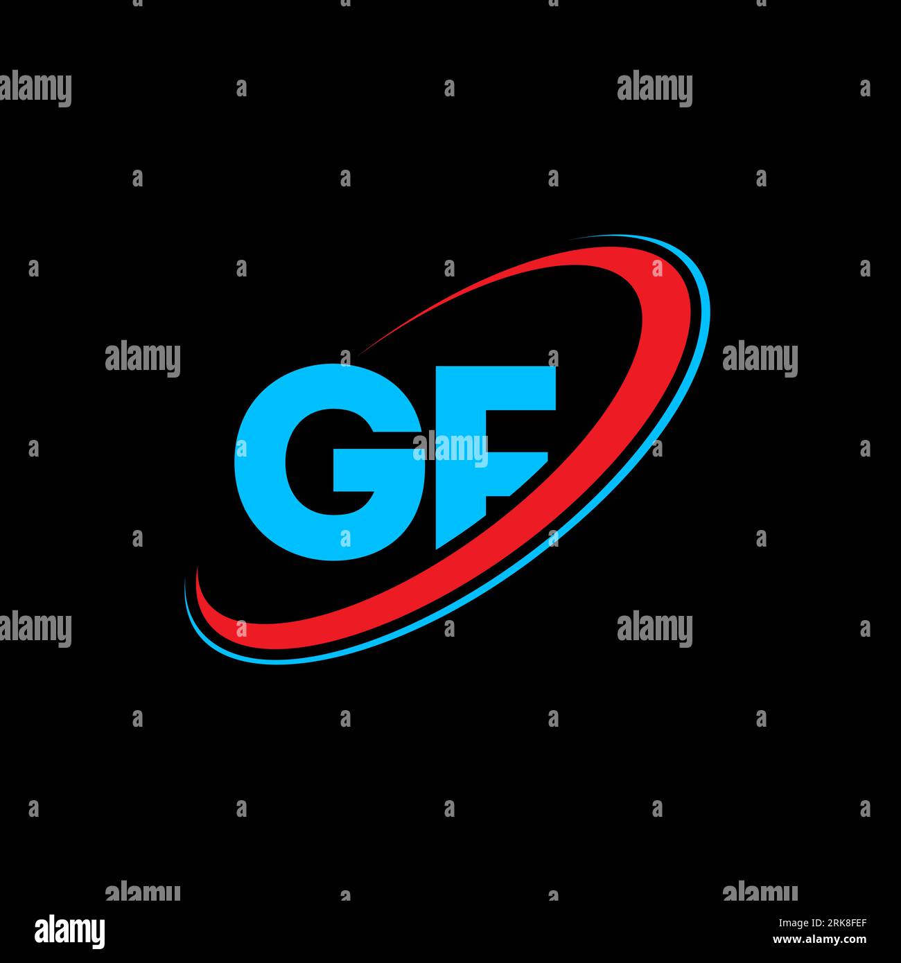 Logo GF G F lettre. Lettre initiale GF cercle lié majuscule monogramme logo rouge et bleu. Logo GF, design G F. gf, g f Illustration de Vecteur