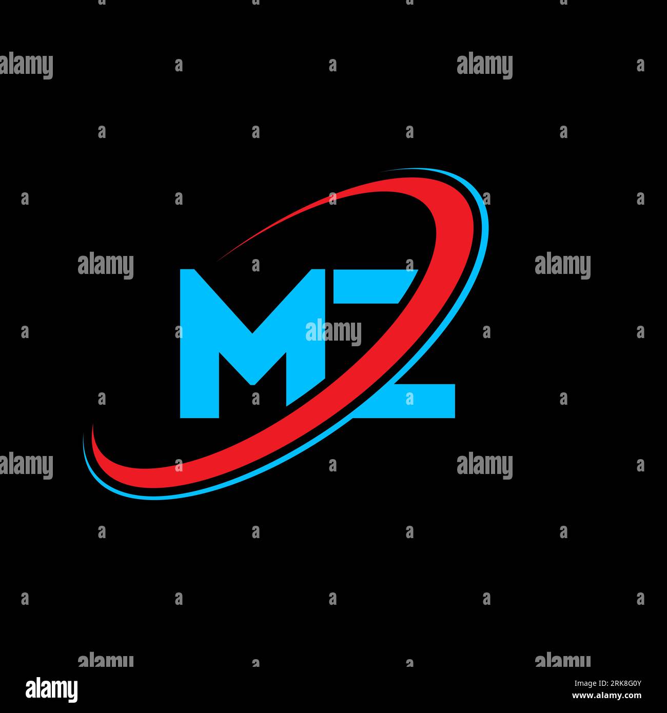 Logo MZ M Z lettre. Lettre initiale MZ cercle lié majuscule monogramme logo rouge et bleu. Logo MZ, motif M Z. mz, m z Illustration de Vecteur