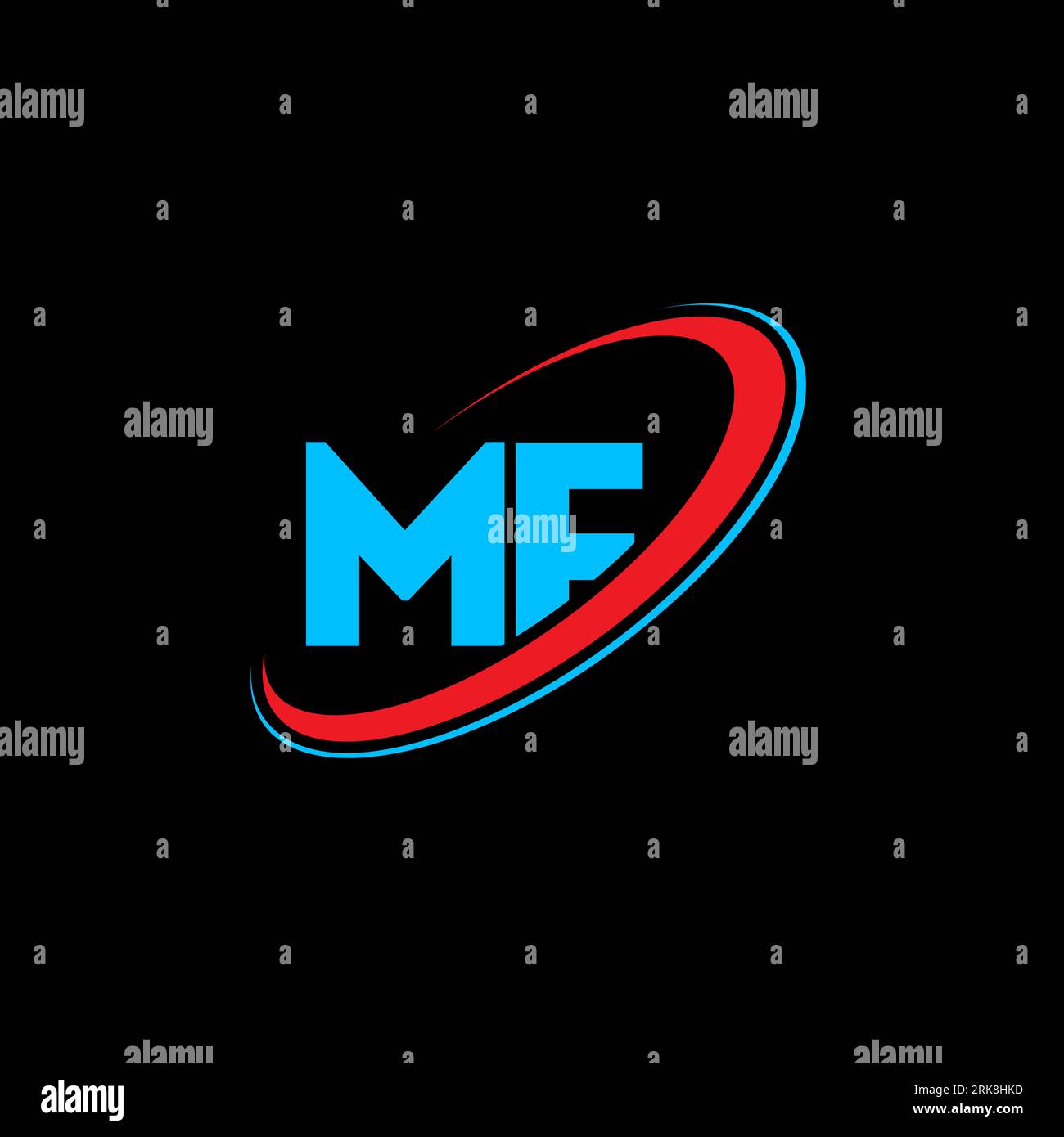 Logo MF M F lettre. Lettre initiale du logo monogramme en majuscules du cercle lié MF rouge et bleu. Logo MF, design M F. mf, m f Illustration de Vecteur