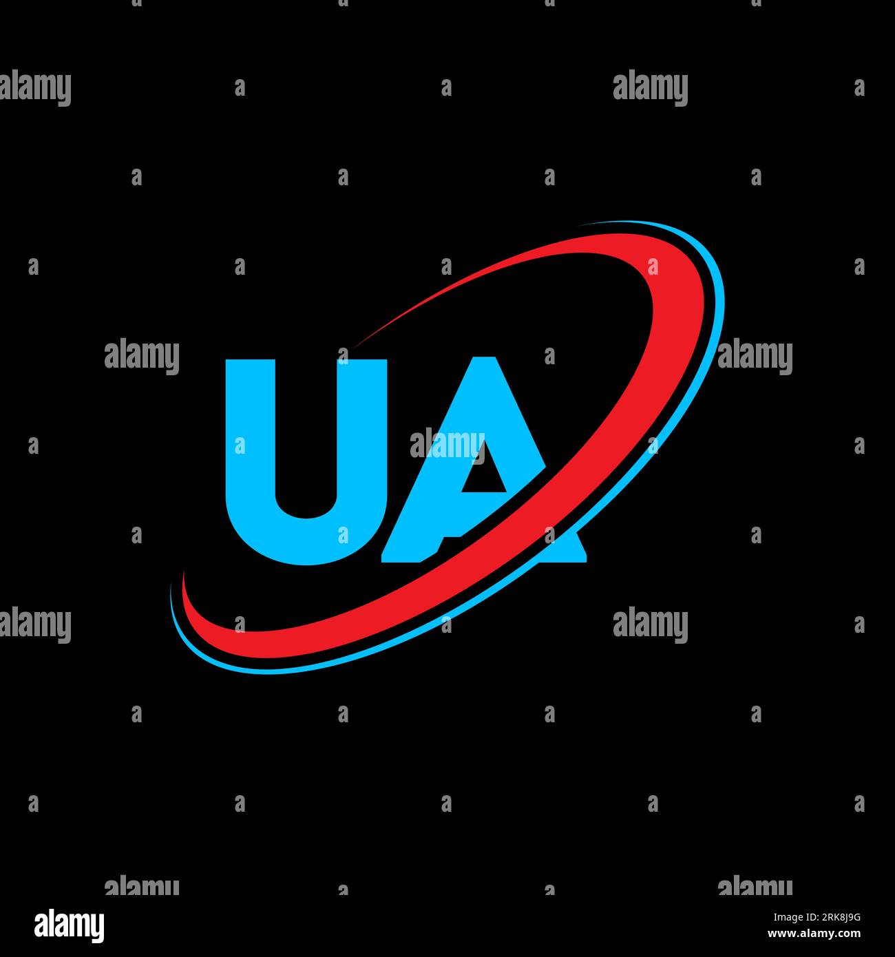 Design de logo UA U A lettre. Lettre initiale UA cercle lié majuscule monogramme logo rouge et bleu. Logo UA, U A design. ua, u a Illustration de Vecteur