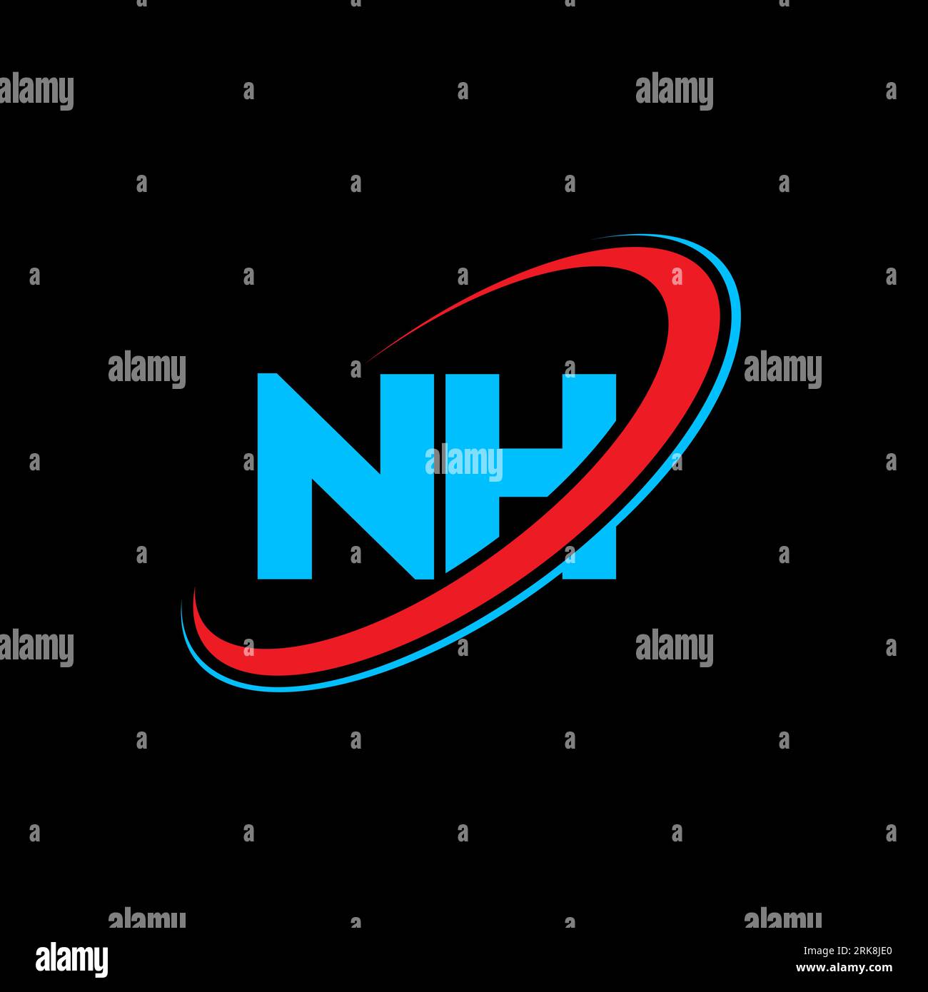 Logo NH N H lettre. Lettre initiale NH cercle lié majuscule monogramme logo rouge et bleu. Logo NH, design N H. nh, n h Illustration de Vecteur