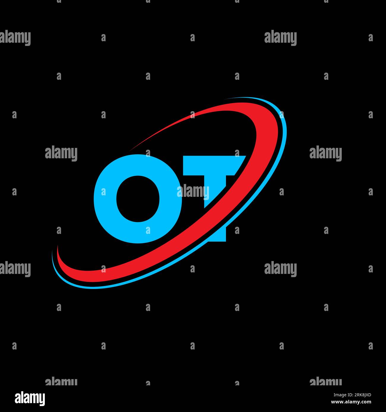 Logo OT O T lettre. Lettre initiale OT cercle lié majuscule monogramme logo rouge et bleu. Logo OT, O T design. ot, o t Illustration de Vecteur