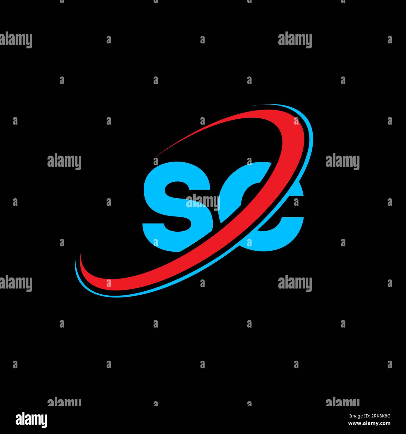 Logo SC S C lettre. Lettre initiale SC cercle lié majuscule monogramme logo rouge et bleu. Logo SC, conception S C. sc, s c Illustration de Vecteur