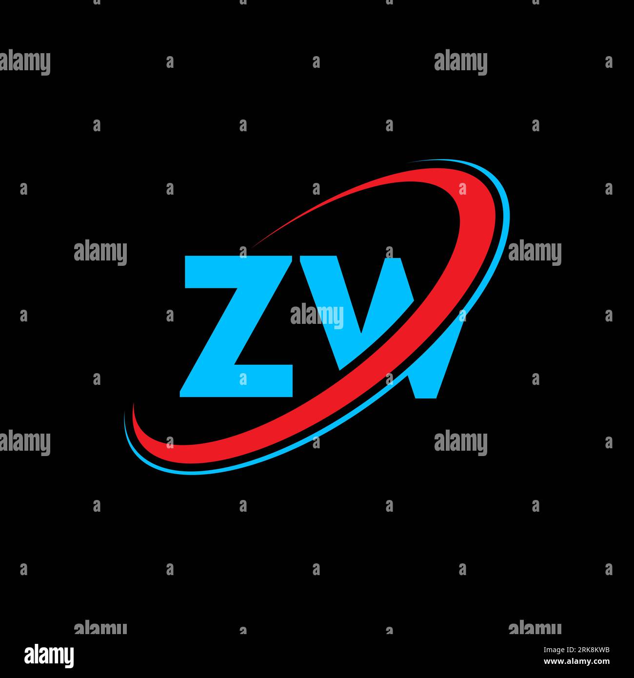 Logo ZW Z W lettre. Lettre initiale ZW cercle lié majuscule monogramme logo rouge et bleu. Logo ZW, conception Z W. zw, z w Illustration de Vecteur