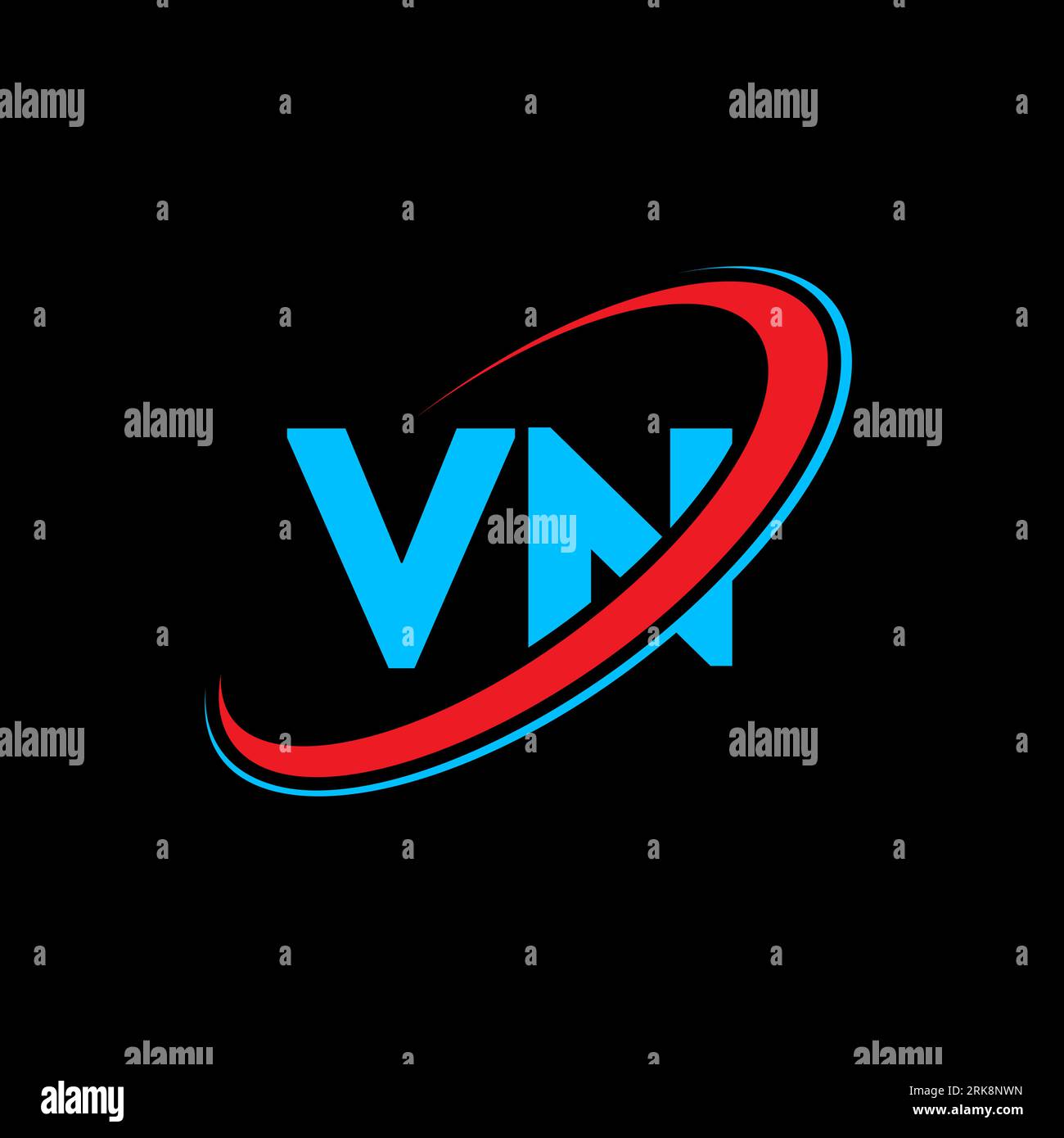 Logo VN V N lettre. Lettre initiale VN cercle lié majuscule monogramme logo rouge et bleu. Logo VN, design V N. vn, v n Illustration de Vecteur