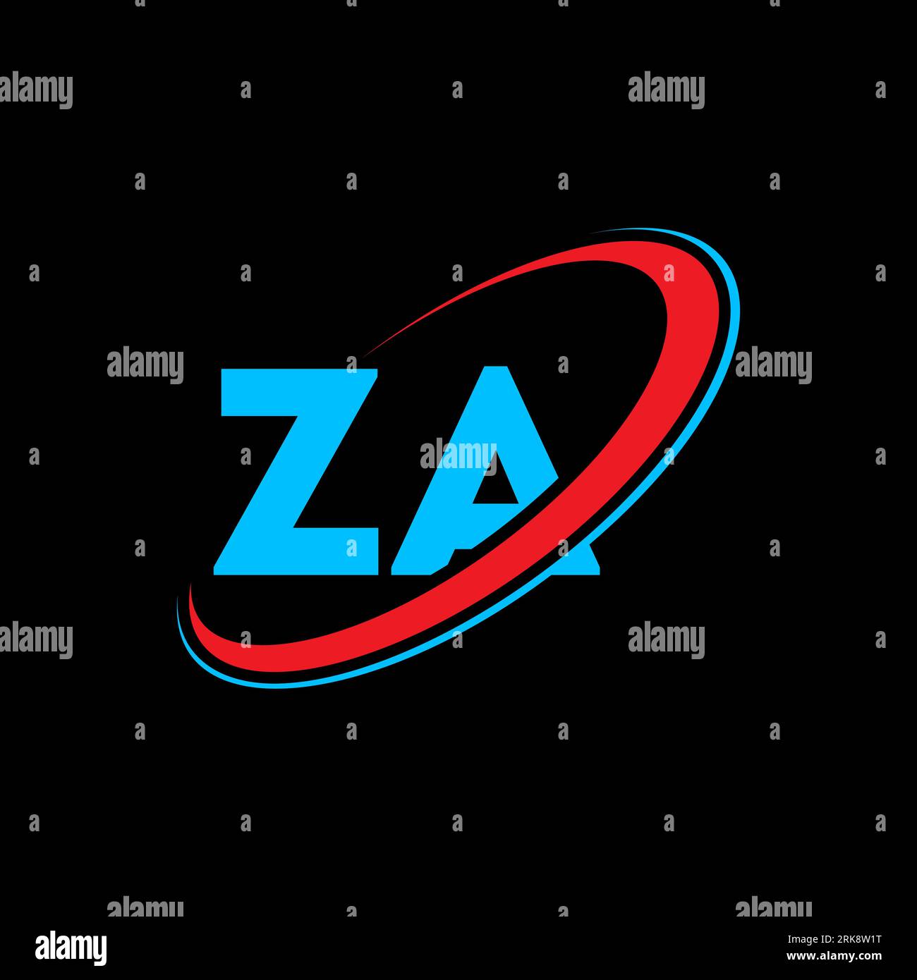 ZA Z logo lettre. Lettre initiale ZA cercle lié majuscule monogramme logo rouge et bleu. Logo ZA, Z A design Illustration de Vecteur