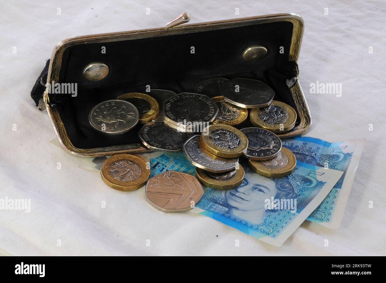 mesdames shabby sac à main et argent, sterling Banque D'Images