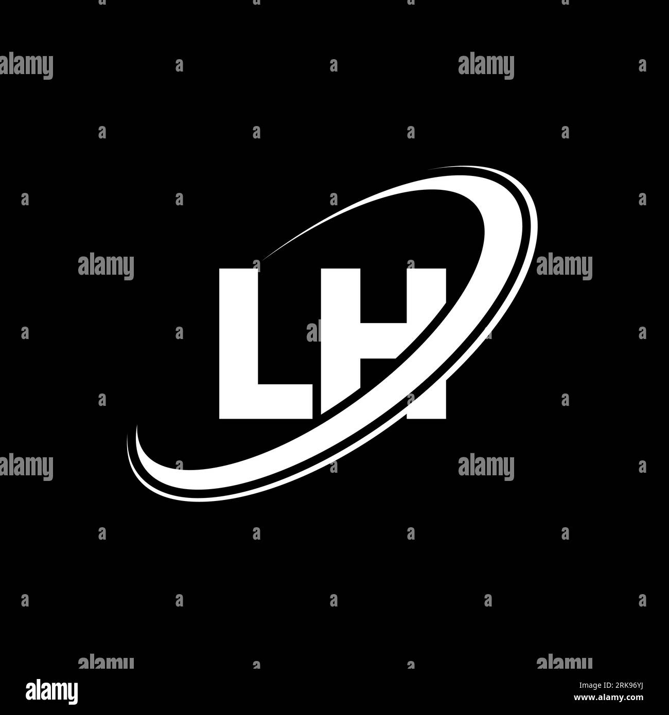 Logo LH L H avec lettre. Lettre initiale LH cercle lié majuscule monogramme logo rouge et bleu. Logo LH, design L H. lh, l h Illustration de Vecteur