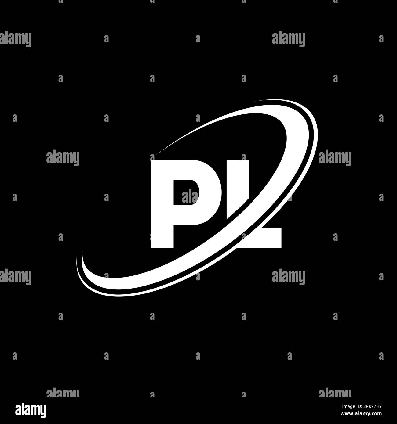 Logo PL. Conception P L. Lettre PL blanche. Conception de logo de lettre PL/P L. Lettre initiale PL cercle lié au logo monogramme majuscule. Illustration de Vecteur