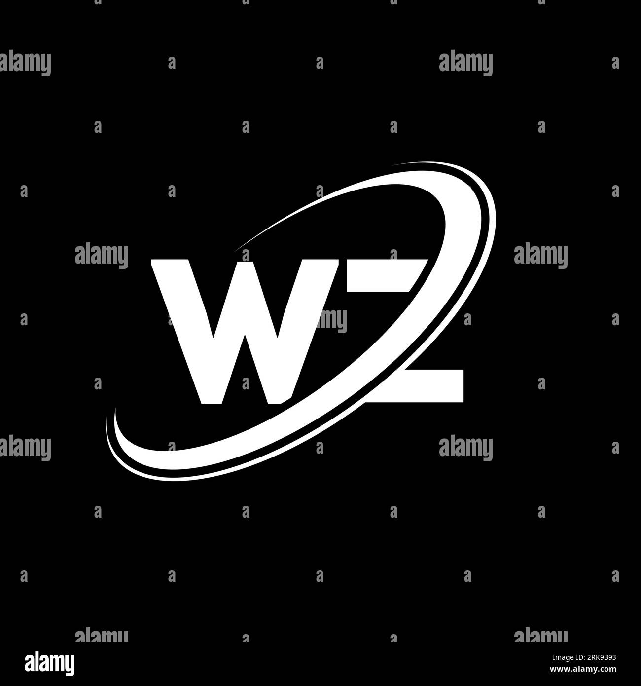 Logo WZ W Z lettre. Lettre initiale WZ cercle lié majuscule monogramme logo couleur blanche. Logo WZ, design W Z. wz, w z Illustration de Vecteur