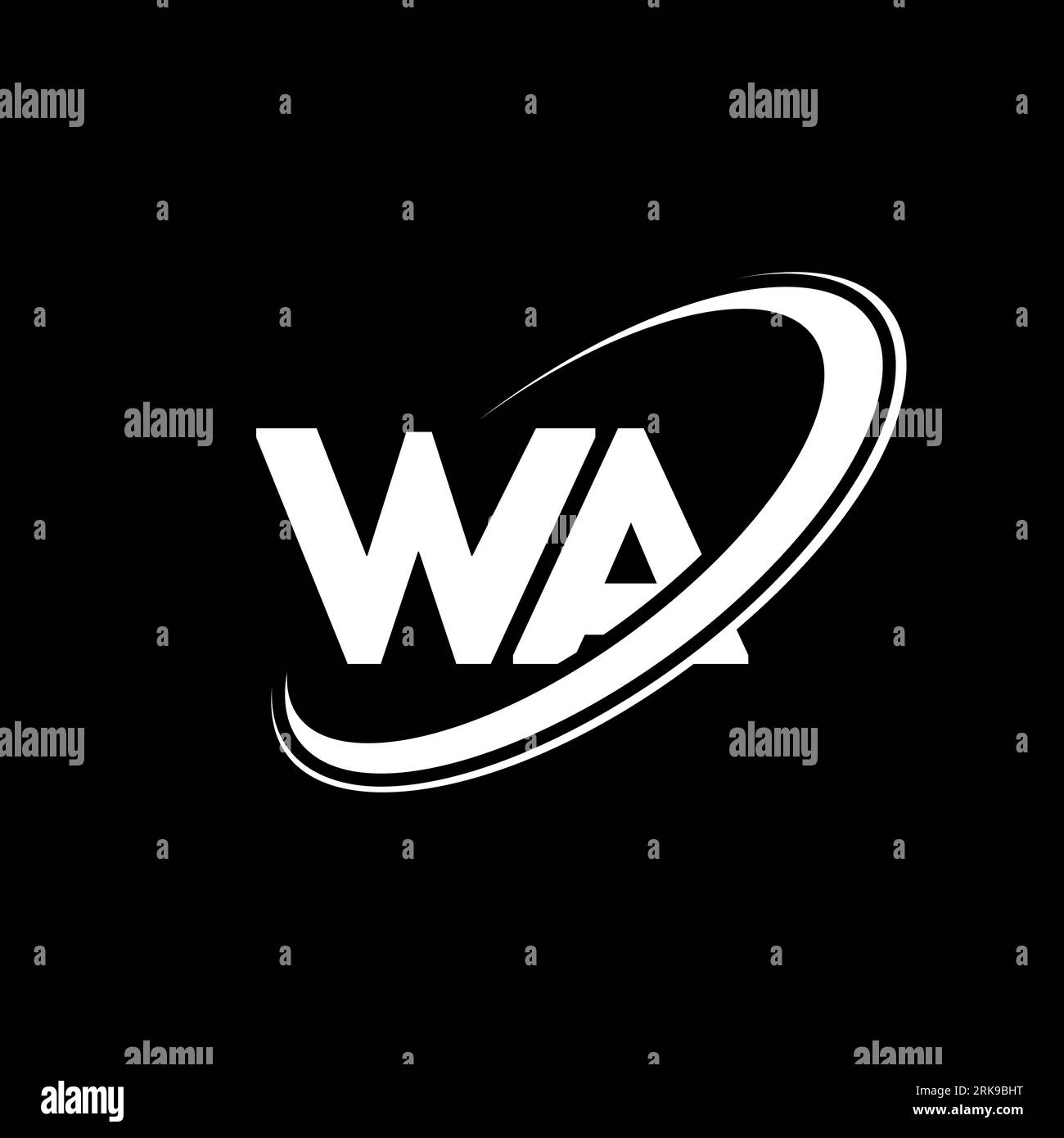 WA W A logo design de lettre. Lettre initiale W Un cercle lié au logo monogramme majuscule de couleur blanche. Logo WA, W Un design Illustration de Vecteur