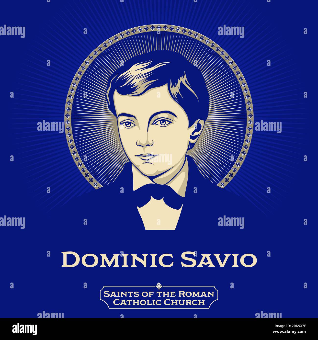 Saints catholiques. Dominic Savio (1842-1857) était un étudiant italien de John Bosco. Il étudiait pour devenir prêtre quand il est tombé malade et est mort. Illustration de Vecteur