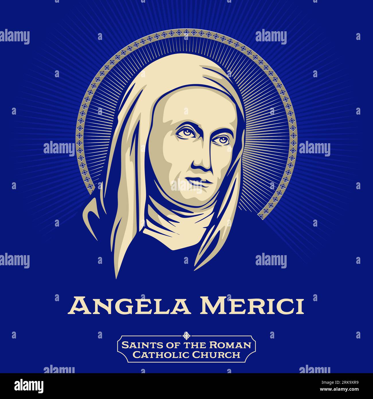 Saints catholiques. Angela Merici (1474-1540) était une éducatrice religieuse italienne honorée comme sainte par l'Église catholique. Illustration de Vecteur